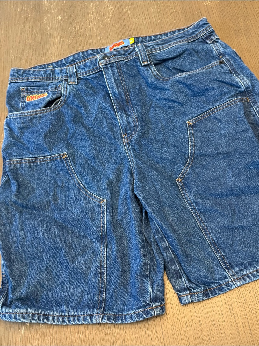 Empyre Jorts Shorts Mens 38 Blue Baggy Carpenter Skater Y2K Embroidered Pockets